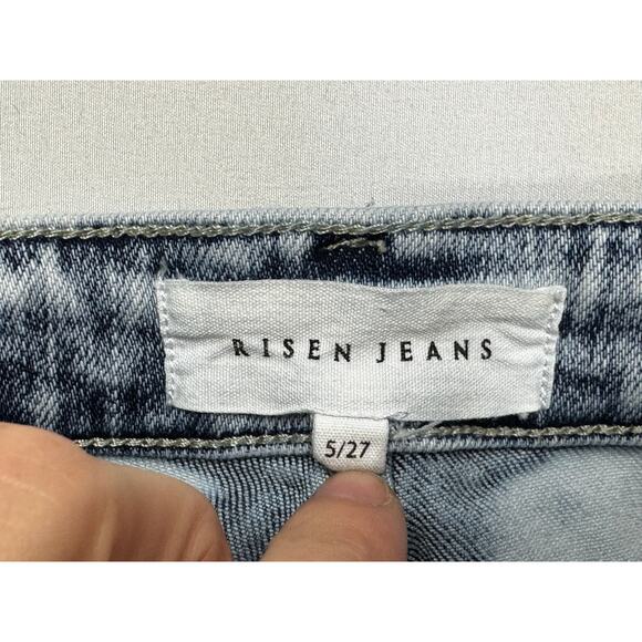 Risen Women's Acid Wash Straight Leg Stretch Denim Jeans - Size 5/27 (27x27) - Picture 4 of 6